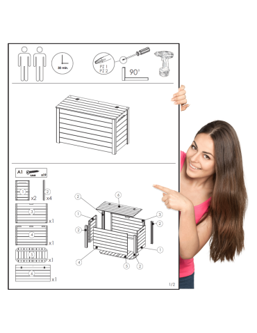 Skrzynie drewniane do domu- ławki drewniane ze skrzynią - Skrzynia ogrodowa drewniana na zabawki kufer na balkon taras do domu 140L - product 12
