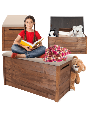 Drewniana skrzynia na taras na zabawki balkonowa kufer SIEDZISKO 190L