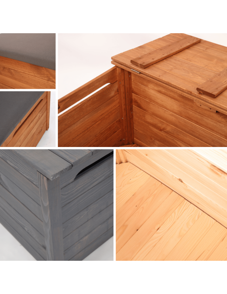Skrzynie drewniane do domu- ławki drewniane ze skrzynią - Drewniana skrzynia na taras na zabawki balkonowa kufer SIEDZISKO 190L - product b2b.wamar.biz 3