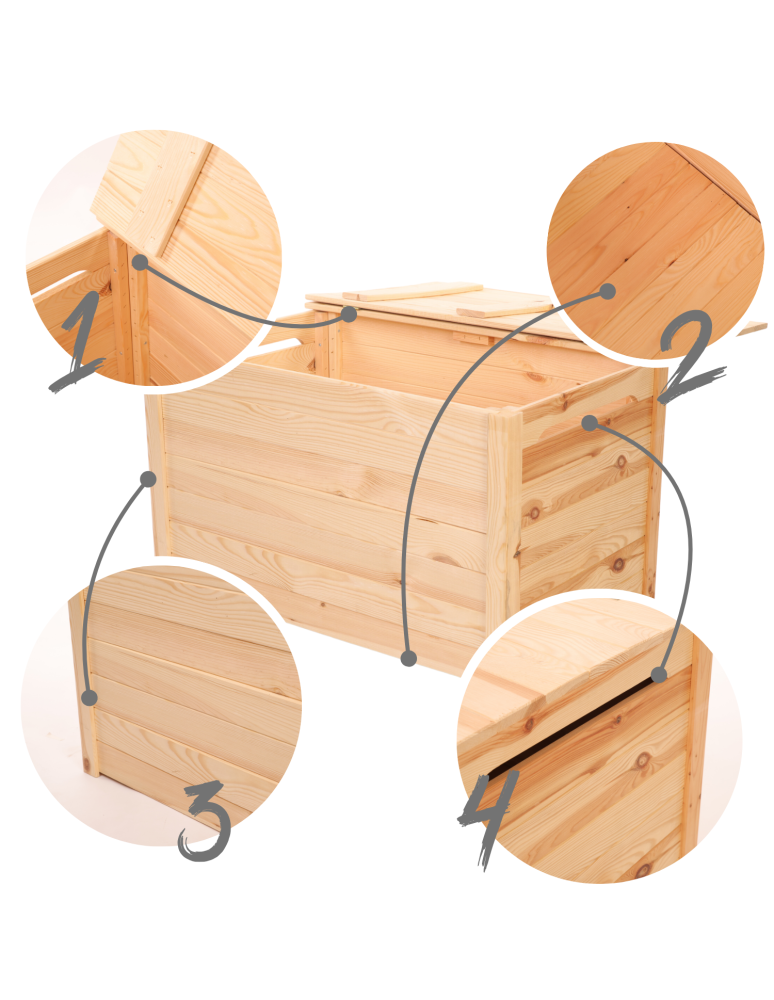 Skrzynie drewniane do domu- ławki drewniane ze skrzynią - Skrzynia drewniana na balkon taras kufer z SIEDZISKIEM 270L POJEMNA - product b2b.wamar.biz 3