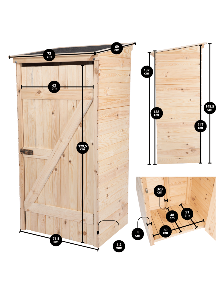 Domki narzędziowe na działkę - Domek narzędziowy DREWNIANY ogrodowy schowek szopa na narzędzia 149cm MOCNY - product b2b.wamar.biz 8