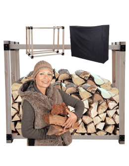 Stojak na drewno kominkowe wiata z pokrowcem drewutnia 0,8 m3 EKO SOLIDNY