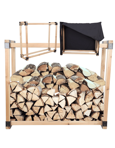 Stojak na drewno kominkowe wiata z pokrowcem drewutnia 0,5 m3 EKO SOLIDNY