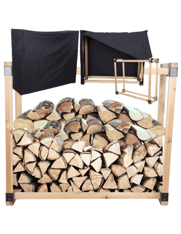 Stojak na drewno kominkowe wiata z pokrowcem drewutnia 0,7 m3 EKO SOLIDNY