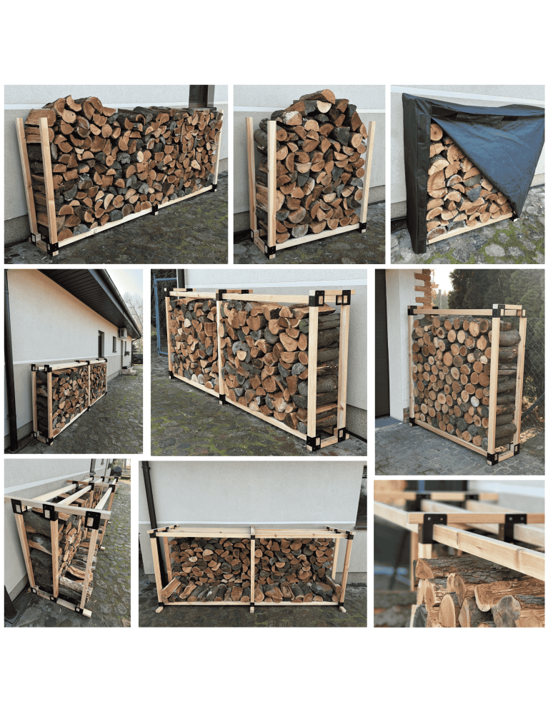 Stojaki na drewno - Stojak na drewno kominkowe wiata z pokrowcem drewutnia 3,1 m3 EKO SOLIDNY - product b2b.wamar.biz 7