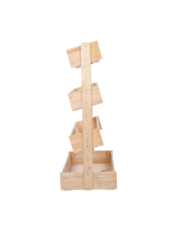 Kwietniki - Drewniany kwietnik pionowy 146 cm 4 półki kolor naturalny zioła ECO - product 4