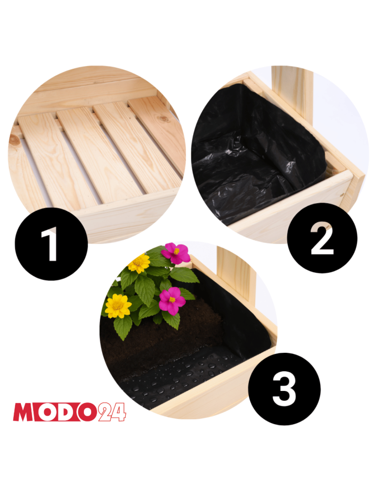 Kwietniki Wertykalne - Drewniany kwietnik pionowy 146 cm 4 półki impregnacja bezbarwna regał ECO - product b2b.wamar.biz 8