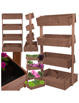 Kwietnik tarasowy drewniany 146 cm 4 półki impregnacja brązowa kwiaty ECO