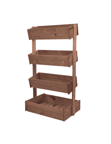Kwietnik tarasowy drewniany 146 cm 4 półki impregnacja brązowa kwiaty ECO - product 2