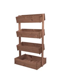 Kwietnik tarasowy drewniany 146 cm 4 półki impregnacja brązowa kwiaty ECO - product 2