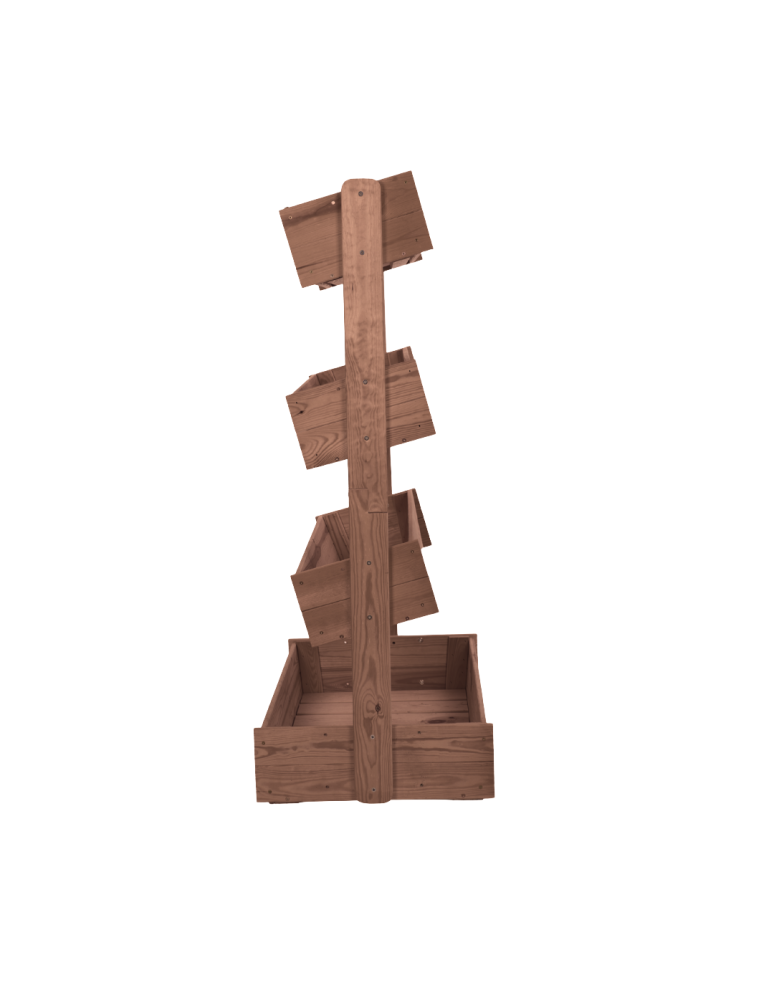 Kwietniki Wertykalne - Kwietnik tarasowy drewniany 146 cm 4 półki impregnacja brązowa kwiaty ECO - product b2b.wamar.biz 4