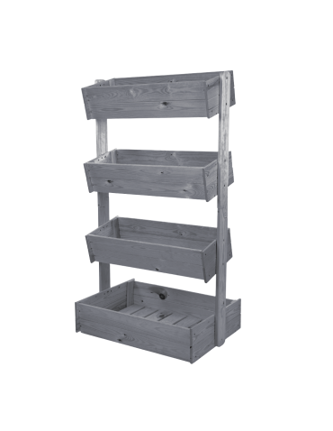 Kwietnik balkonowy drewniany 146 cm 4 półki impregnacja szara stojak ECO - product 2