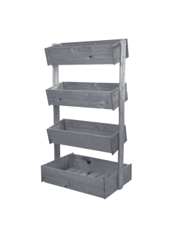 Kwietnik balkonowy drewniany 146 cm 4 półki impregnacja szara stojak ECO - product 2