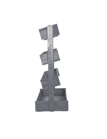 Kwietniki - Kwietnik balkonowy drewniany 146 cm 4 półki impregnacja szara stojak ECO - produkt 4