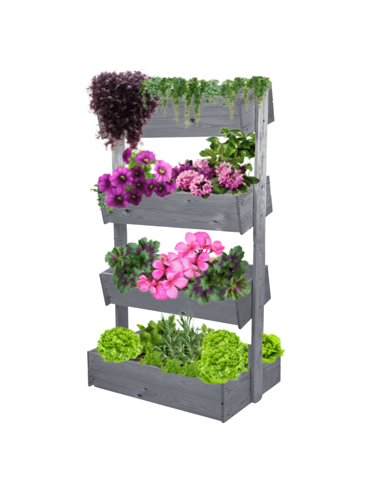 Kwietniki - Kwietnik balkonowy drewniany 146 cm 4 półki impregnacja szara stojak ECO - produkt b2b.wamar.biz 5