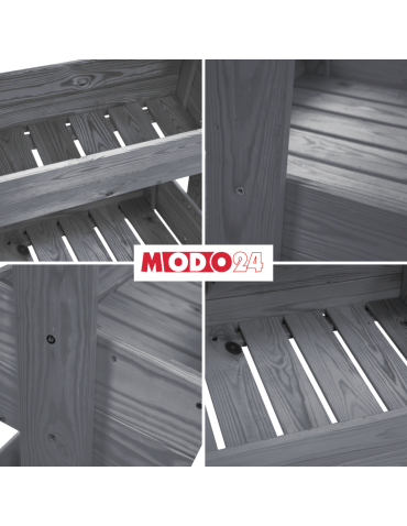 Kwietniki - Kwietnik balkonowy drewniany 146 cm 4 półki impregnacja szara stojak ECO - produkt 6