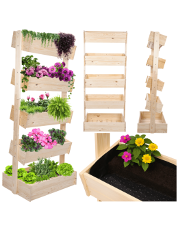 Drewniany kwietnik pionowy 187 cm 5 półek impregnacja bezbarwna rośliny ECO