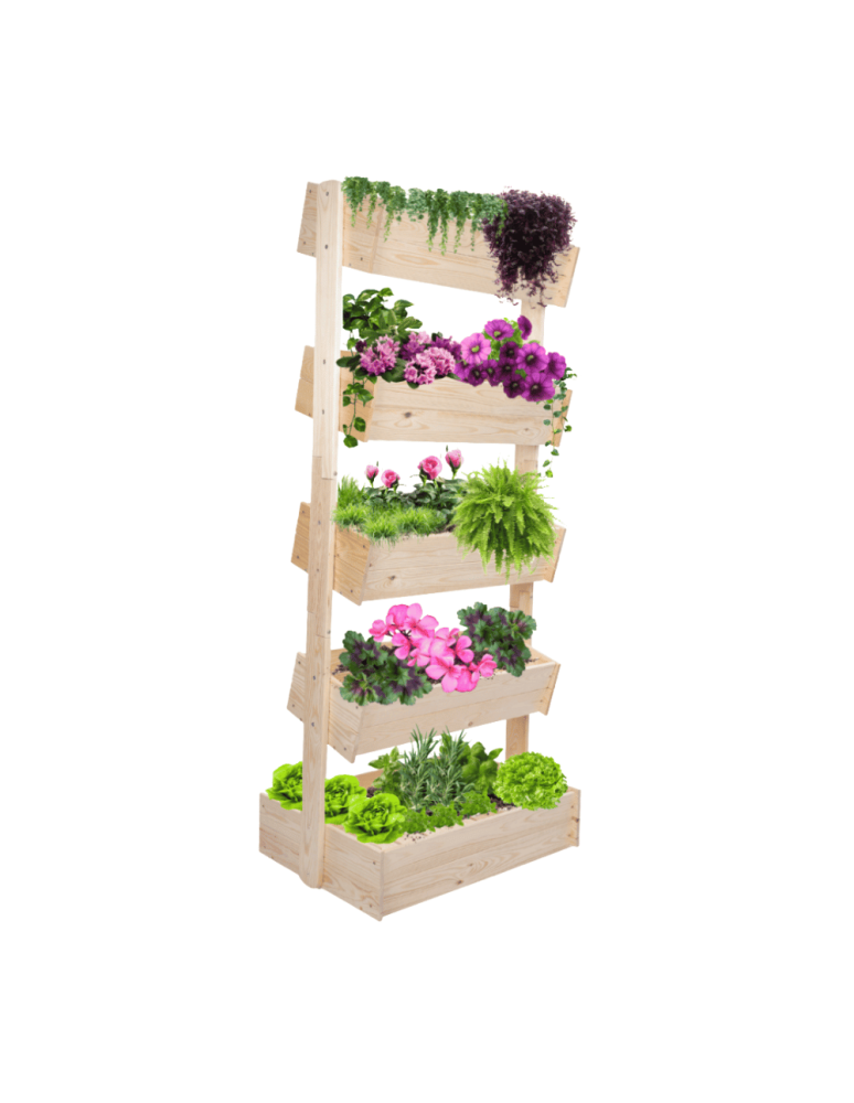 Kwietniki - Drewniany kwietnik pionowy 187 cm 5 półek impregnacja bezbarwna rośliny ECO - product b2b.wamar.biz 5
