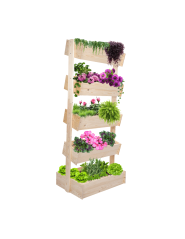 Kwietniki - Drewniany regał na kwiaty 187 cm 5 półek kolor naturalny balkonowy ECO - product 5