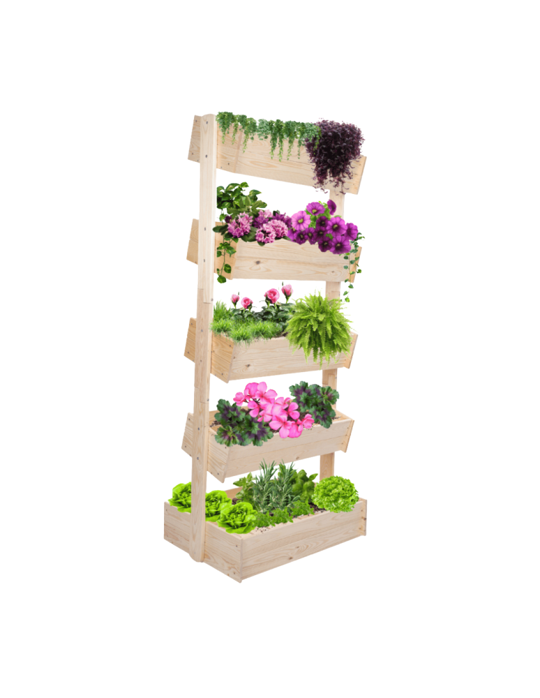Kwietniki - Drewniany regał na kwiaty 187 cm 5 półek kolor naturalny balkonowy ECO - product b2b.wamar.biz 5