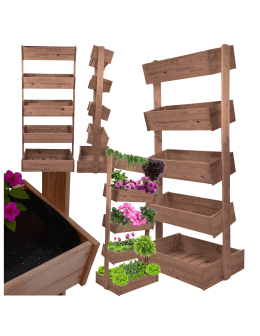 Kwietnik ogrodowy drewniany 187 cm 5 półek impregnacja brązowa rośliny ECO