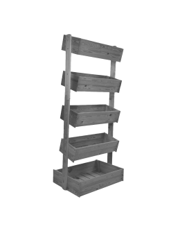 Stojak na kwiaty drewniany 187 cm 5 półek impregnacja szara ogrodowy ECO - product 2
