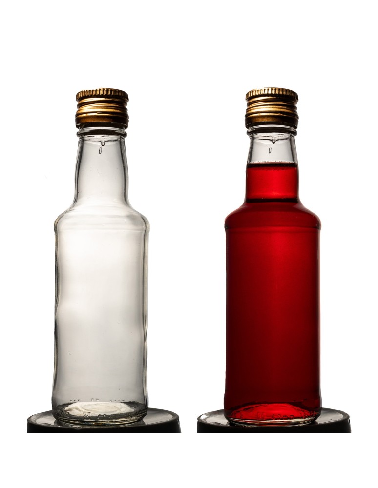Szklane butelki na alkohol - galoniki - Butelka monopolowa 200 ml · fi 28 mm · złota nakrętka · komplet 6 sztuk - product b2b.wamar.biz 1