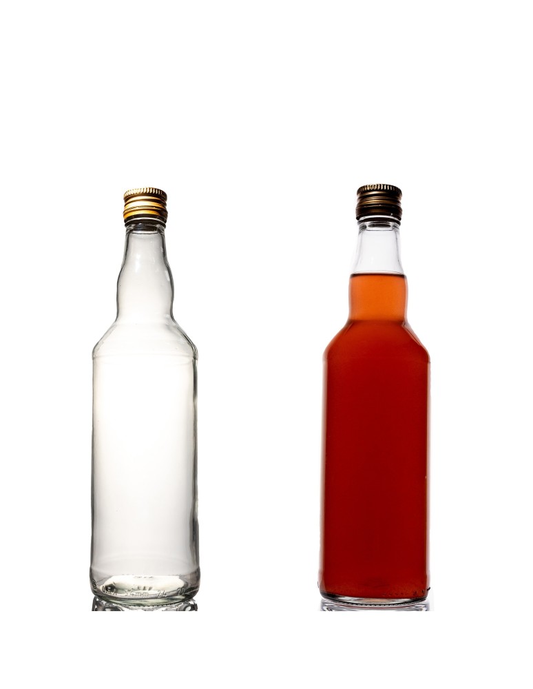 Szklane butelki na alkohol - galoniki - Transparentna butelka monopolowa 500 ml ze złotą zakrętką fi 28mm · 6 sztuk - product b2b.wamar.biz 1