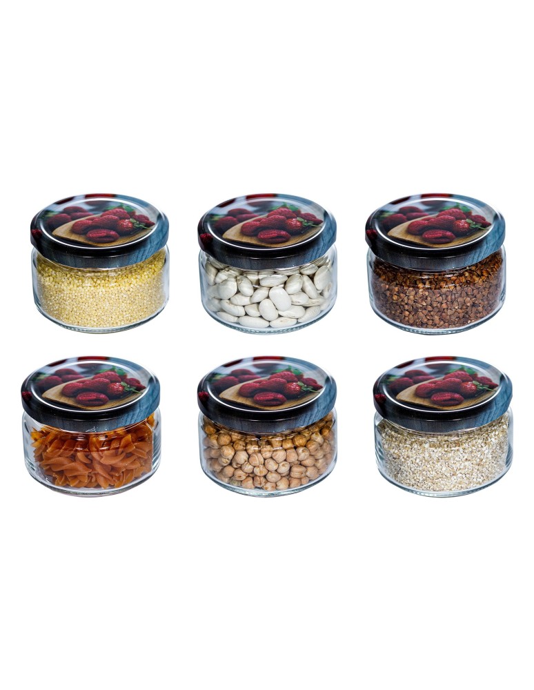 Słoiki - Słoik 250 ml zwykły ⌀82 · Pokrywka z nadrukiem “malinki” · 6-pak - product b2b.wamar.biz 1