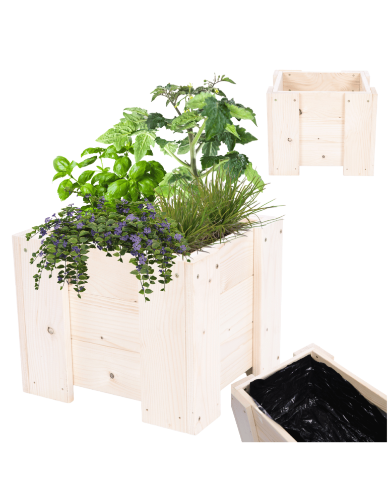 Drewniane Donice Ogrodowe - Donica drewniana ogrodowa warzywna doniczka na balkon szer. 30 cm FOLIA - product b2b.wamar.biz 1
