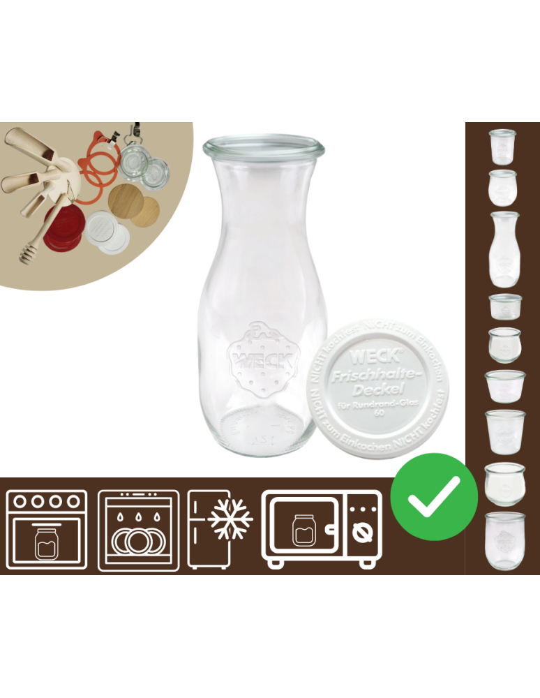 Słoiki i Dodatki - Słoiki WECK / plastikowe wieko KARAFKA 1l 1062ml BUTELKA - product b2b.wamar.biz 1