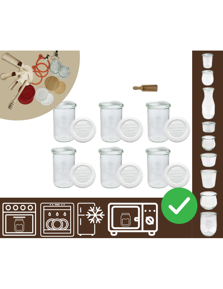 Słoiki i Dodatki - Słoiki WECK 6szt/ plastikowe wieko, miarka słoik 1050ml 1l MOLD - product b2b.wamar.biz 1