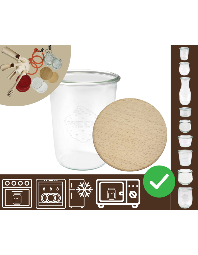 Słoiki i Dodatki - Słoiki WECK / drewniane wieko słoik 850ml MOLD - product b2b.wamar.biz 1