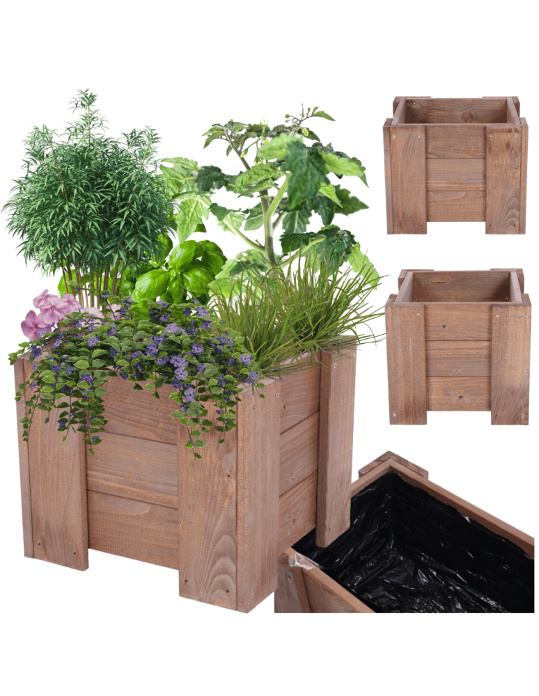 Drewniane Donice Ogrodowe - Donica drewniana IMPREGNAT warzywna doniczka na balkon szer. 30 cm FOLIA - product b2b.wamar.biz 1