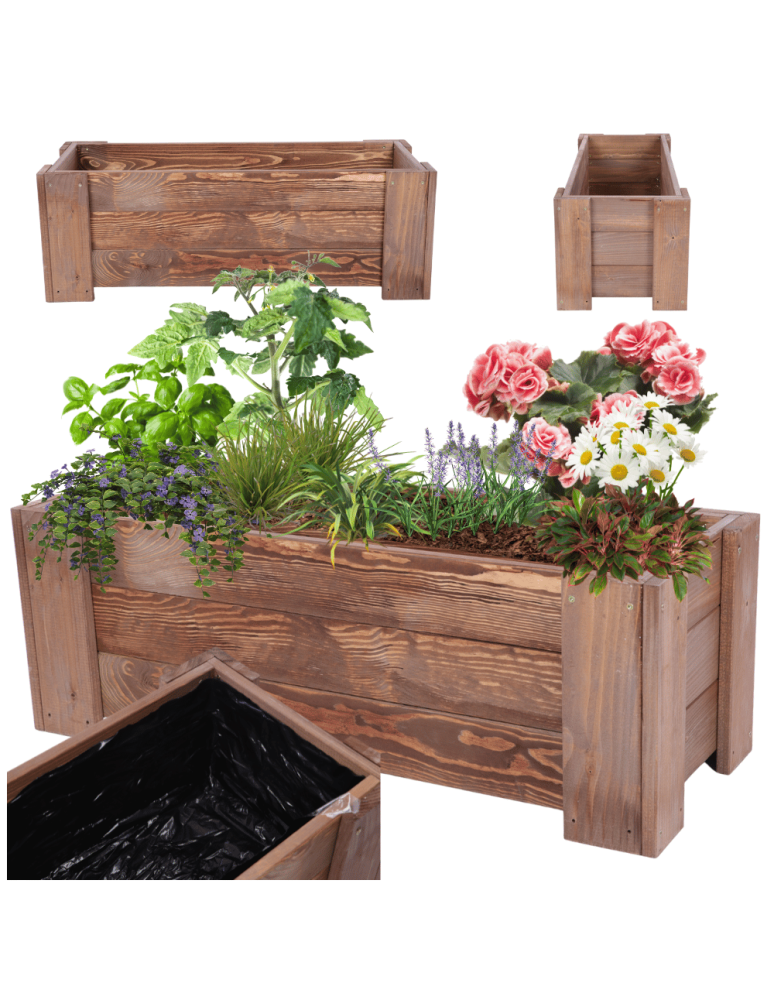 Drewniane Donice Ogrodowe - Donica drewniana IMPREGNAT warzywna doniczka na balkon szer. 90 cm FOLIA - product b2b.wamar.biz 1