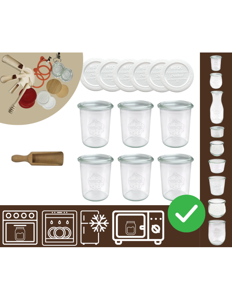 Słoiki i Dodatki - Słoiki Weck 160ml przetwory MOLD żaroodporne plastikowe wieka MIARKA 6szt - produkt b2b.wamar.biz 1