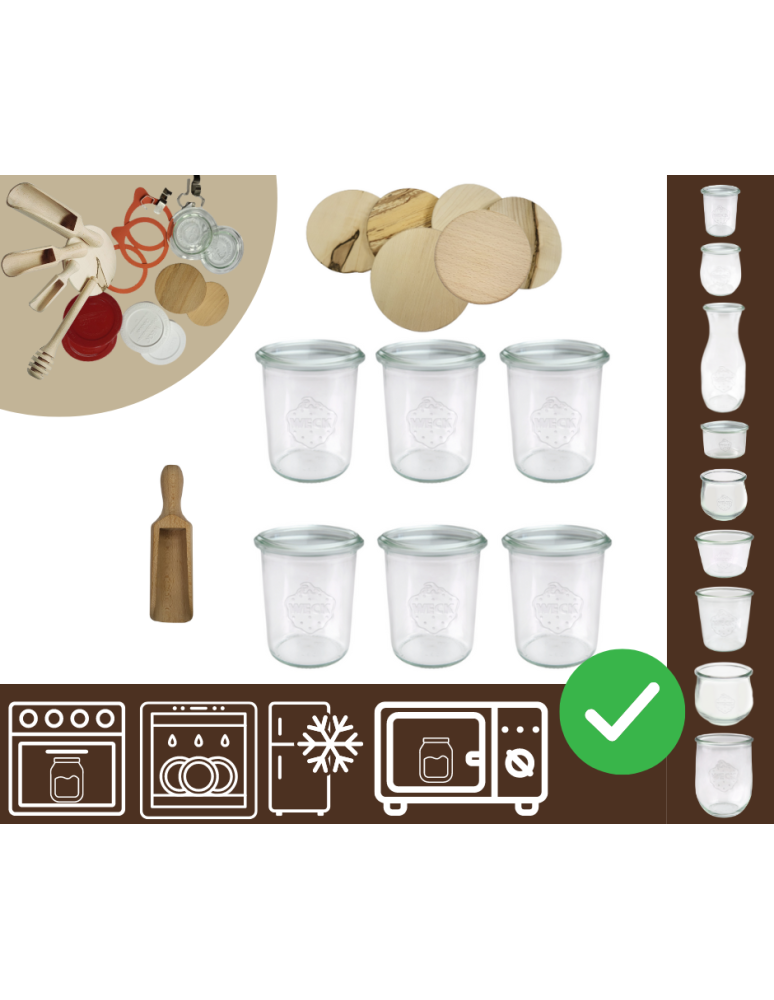 Słoiki i Dodatki - Słoiki WECK x6 / drewniane wieko, miarka słoik 160ml MOLD - product b2b.wamar.biz 1