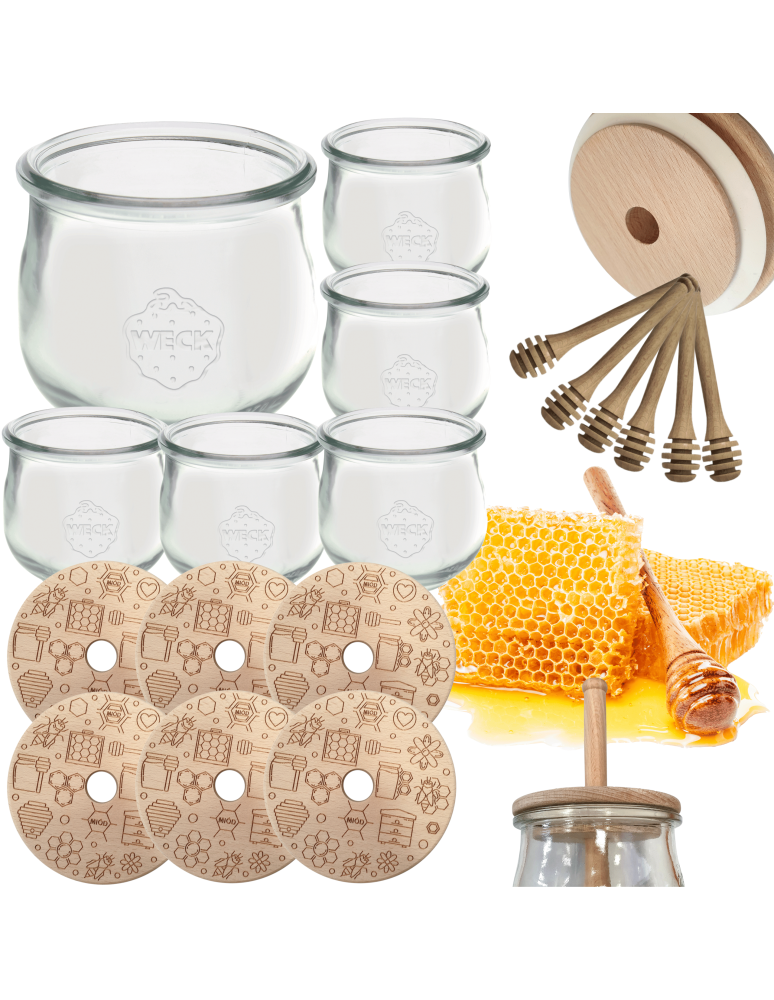 Słoiki weck - Słoiki na miód WECK zestaw słoików do miodu z nabierakiem 370ml W4 6szt EKO - product b2b.wamar.biz 1