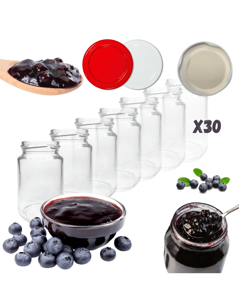 Słoiki - Słoiki 190ml 30x KOMPLET z POKRYWKĄ dżemy konfitury przyprawy deserki 53mm - product b2b.wamar.biz 1
