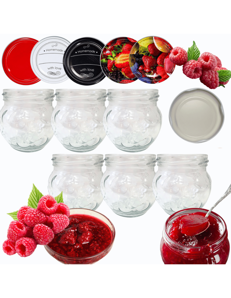 Słoiki - Słoiki 215ml 6 KOMPLETÓW z POKRYWKĄ dżemy konfitury przyprawy deserki 66mm - product b2b.wamar.biz 1