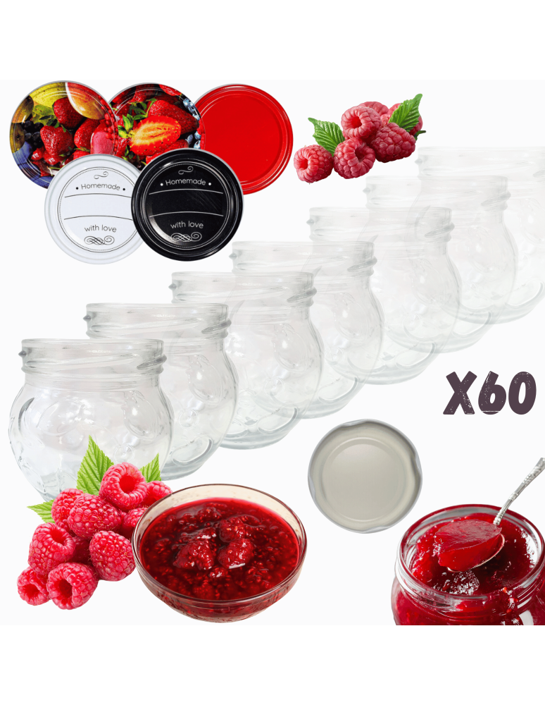 Słoiki - Słoiki 215ml 60 KOMPLETÓW z POKRYWKĄ dżemy konfitury przyprawy deserki 66mm - product b2b.wamar.biz 1