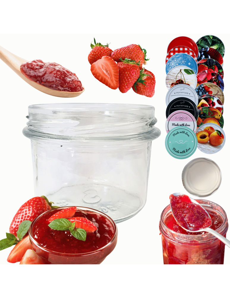 Słoiki - Słoik 235ml dżemy konfitury przyprawy deserki KOMPLET z POKRYWKĄ 82mm - produkt b2b.wamar.biz 1