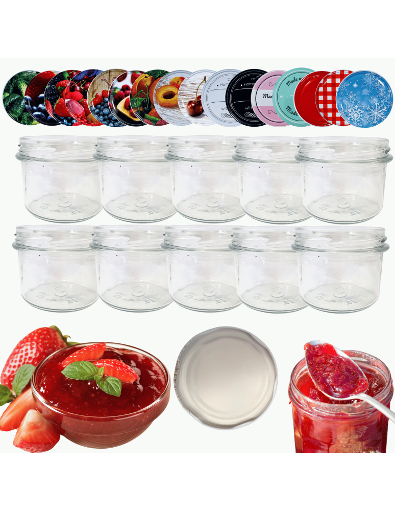 Słoiki - Słoiki 235ml 10 KOMPLETÓW z POKRYWKĄ dżemy konfitury przyprawy deserki 82mm - product b2b.wamar.biz 1