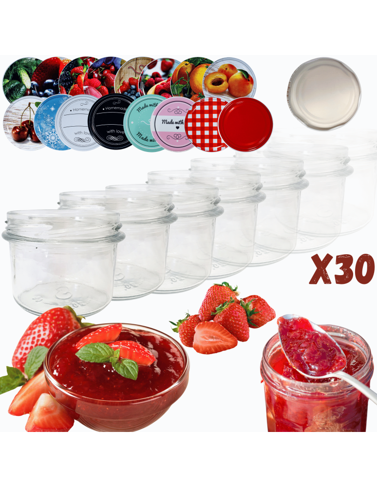 Słoiki - Słoiki 235ml 30 KOMPLETÓW z POKRYWKĄ dżemy konfitury przyprawy deserki 82mm - product b2b.wamar.biz 1