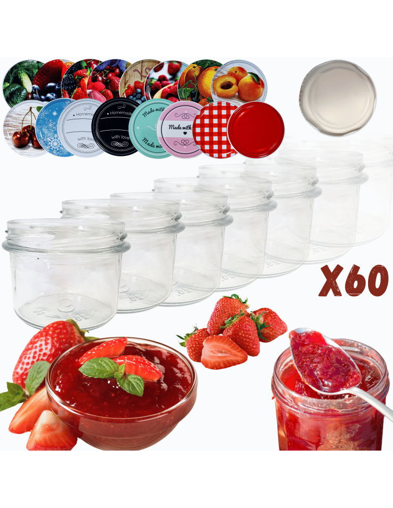 Słoiki - Słoiki 235ml 60 KOMPLETÓW z POKRYWKĄ dżemy konfitury przyprawy deserki 82mm - product b2b.wamar.biz 1
