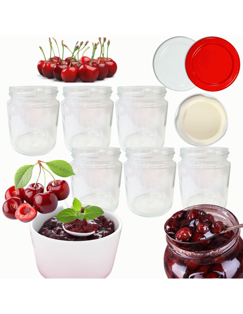 Słoiki - Słoiki 250ml 6 KOMPLETÓW z POKRYWKĄ dżemy konfitury przyprawy deserki 66mm - product b2b.wamar.biz 1