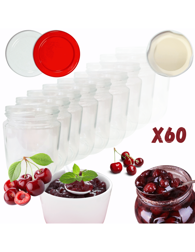 Słoiki - Słoiki 250ml 60 KOMPLETÓW z POKRYWKĄ dżemy konfitury przyprawy deserki 66mm - product b2b.wamar.biz 1