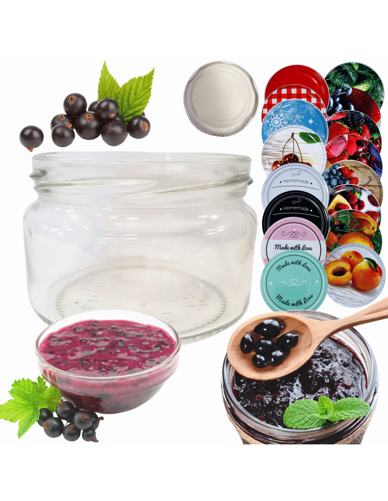 Słoiki - Słoik 250ml KOMPLET z POKRYWKĄ słoik dżemy konfitury przyprawy deserki 82mm - product b2b.wamar.biz 1