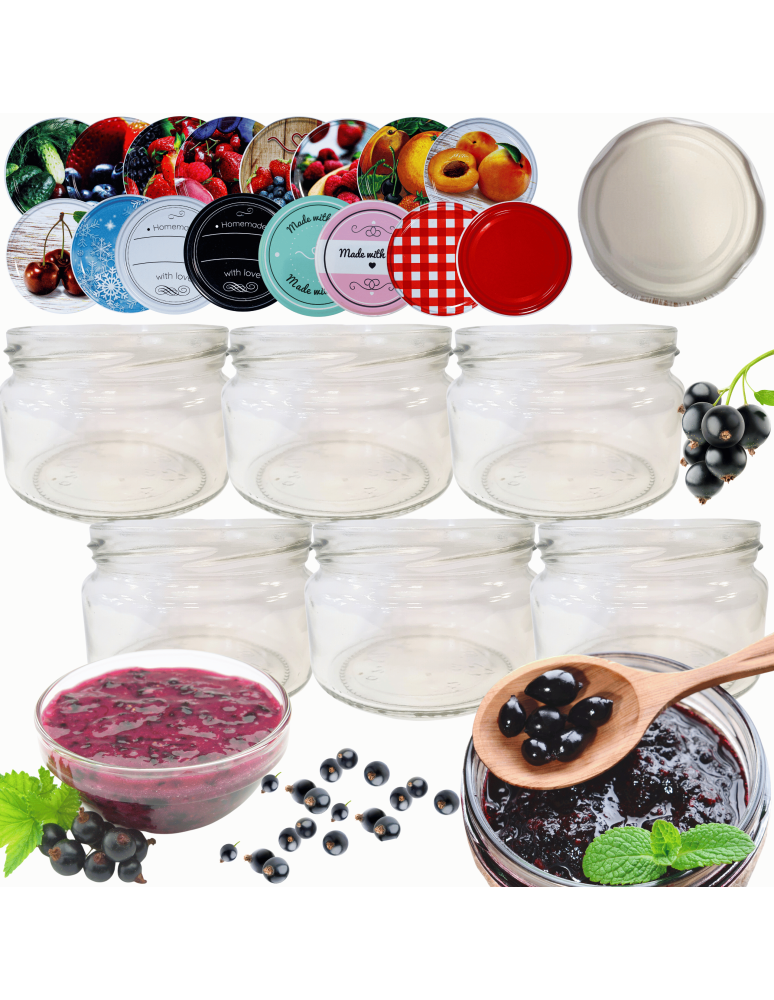 Słoiki - Słoiki 250ml 6 KOMPLETÓW z POKRYWKĄ dżemy konfitury przyprawy deserki 82mm - product b2b.wamar.biz 1