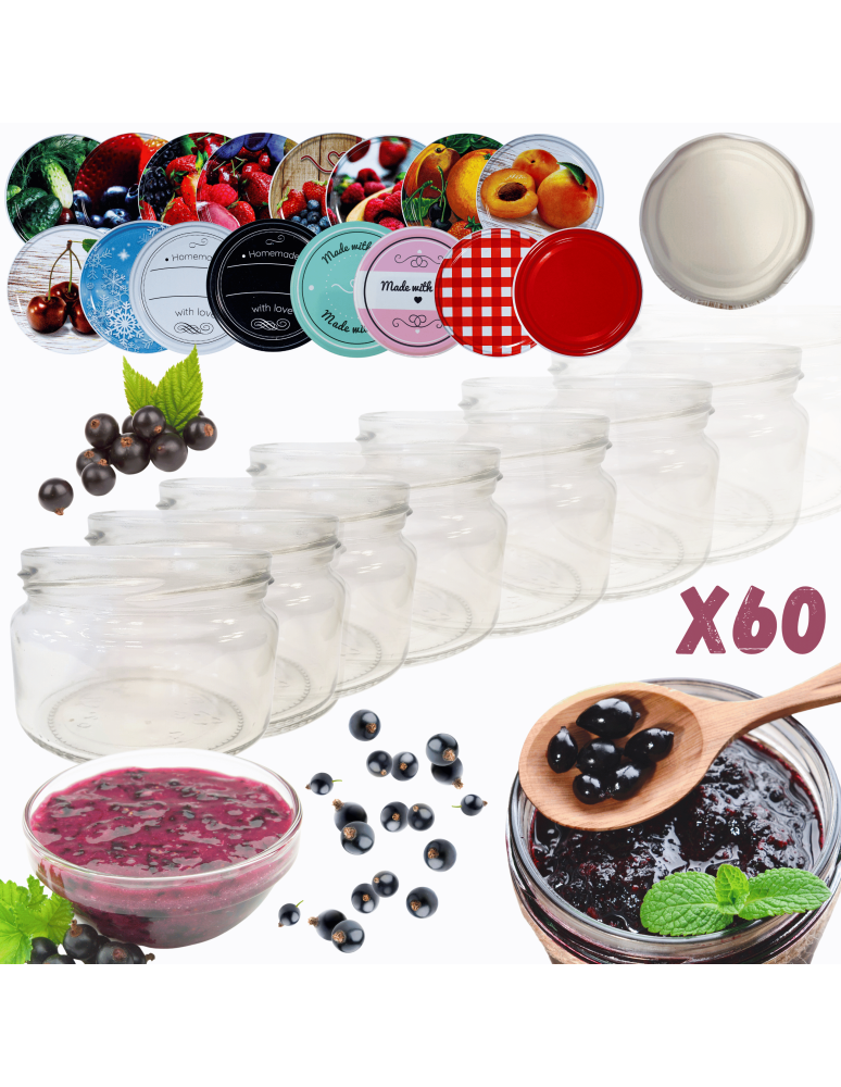 Słoiki - Słoiki 250ml dżemy konfitury przyprawy deserki 60kpl zakrętki 82mm PZH - produkt b2b.wamar.biz 1